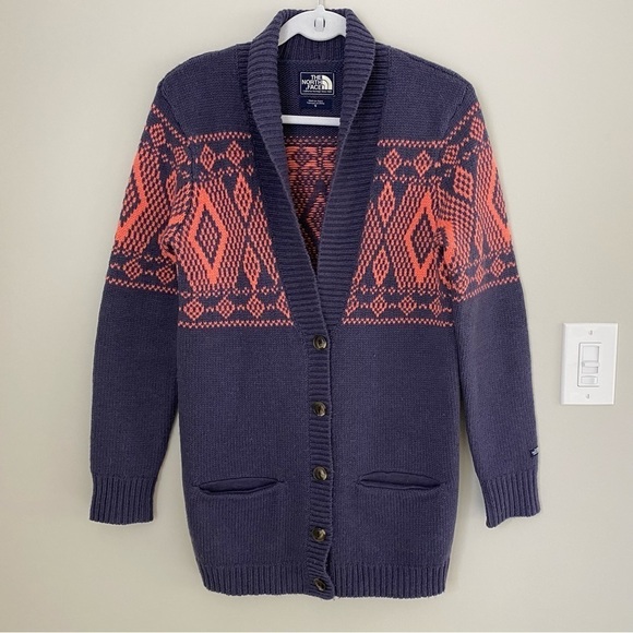 NORTH FACE Jacquardigan Sweater Knit Aztec Print Cardigan Size S - Picture 8 of 16